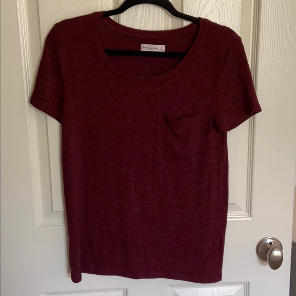 Abercrombie and Fitch maroon pocket tee